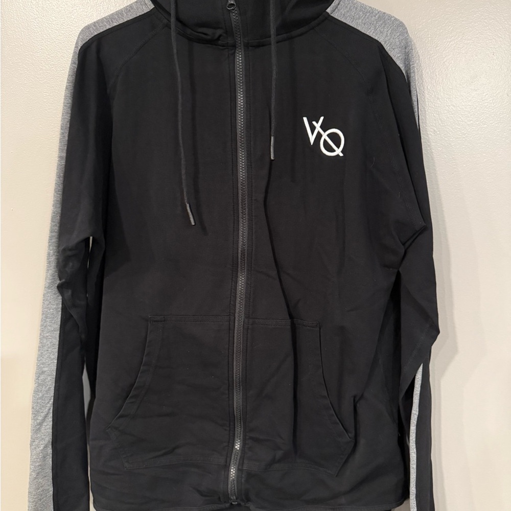 Men's Black and Gray Hoodie Jacket